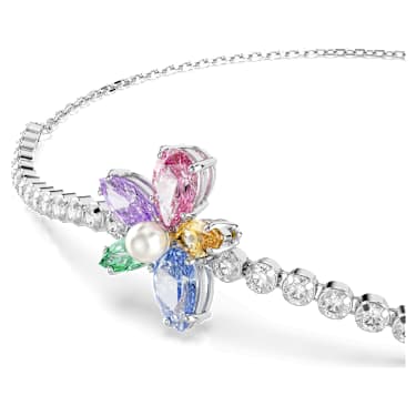 Ariana Grande x Swarovski bracelet, Mixed cuts, Flower, Multicoloured, Rhodium plated - Swarovski, 5749187