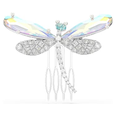 Ariana Grande x Swarovski 胸針和髮飾, 水晶珍珠, 混合式切割, 蜻蜓, 白色, 鍍白金色 - Swarovski, 5749193