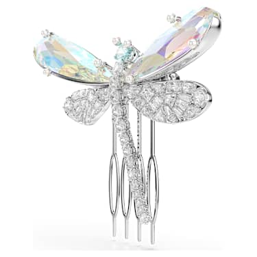 Broche y accesorio para el pelo Ariana Grande x Swarovski, Perla de cristal, Tallas mixtas, Libélula, Blanco, Baño de rodio - Swarovski, 5749193