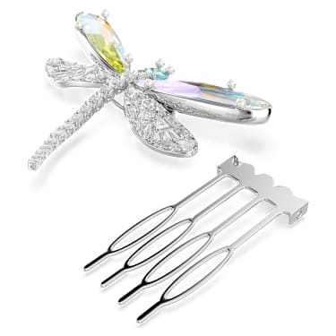 Broška in dodatek za lase Ariana Grande x Swarovski, Kristalni biser, Mešani rezi, Kačji pastir, Bela, Prevleka iz rodija - Swarovski, 5749193