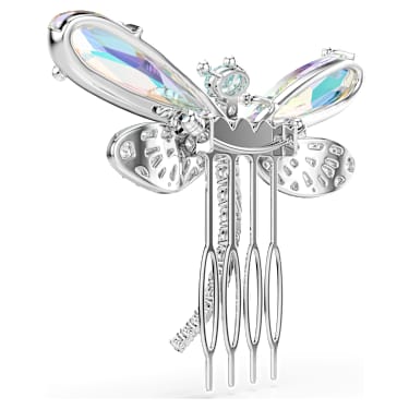 Broșă și accesoriu pentru păr Ariana Grande x Swarovski, Perlă de cristal, Tăieturi mixte, Libelulă, Albă, Placat cu rodiu - Swarovski, 5749193