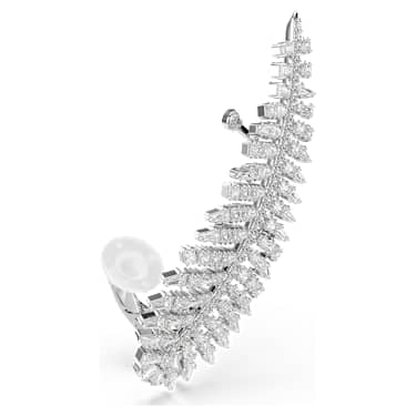 Vienna 穿孔耳環, 混合式切割, 羽毛, 白色, 鍍白金色 - Swarovski, 5749211