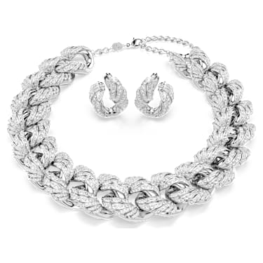 Conjunto Vienna, Conjunto (2), Tallas mixtas, Blanco, Baño de rodio - Swarovski, 5749219