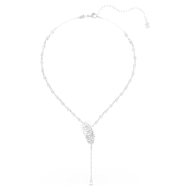 Vienna Y形項鏈, 混合式切割, 羽毛, 白色, 鍍白金色 - Swarovski, 5749265