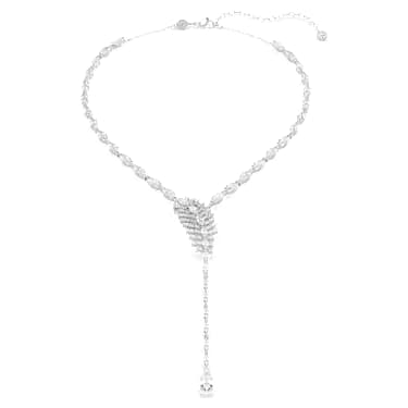 Colar Y Vienna, Combinação de lapidações, Pena, Branco, Lacado a ródio - Swarovski, 5749265