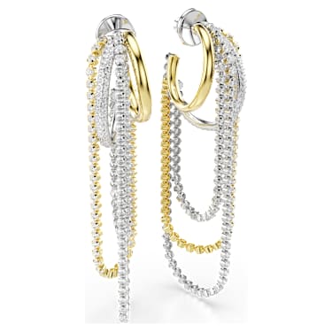 Hyperbola ピアス, レイヤード, ラウンドカット, ホワイト, ミックスメタル仕上げ - Swarovski, 5749368