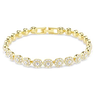 Brățară Una Angelic, Tăietură rotundă, Alb, Placat cu auriu - Swarovski, 5749386