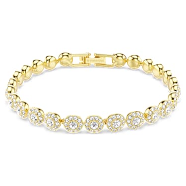 Una Angelic สร้อยข้อมือ, เจียระไนทรงกลม, ขาว, เคลือบโทนสีทอง - Swarovski, 5749386