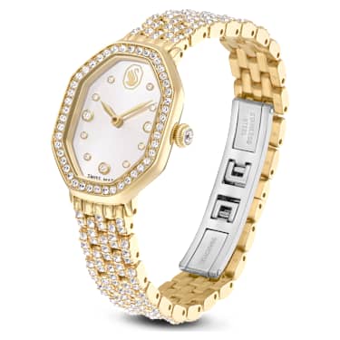 Dextera octagon watch, Swiss Made, Metal bracelet, Gold tone, Gold-tone finish - Swarovski, 5749453