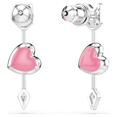 Pendientes Idyllia, Tallas mixtas, Corazón con flecha, Blancos, Baño de rodio - Swarovski, 5749602
