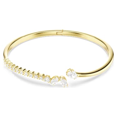 Mesmera bangle, Mixed cuts, White, 18K gold finish - Swarovski, 5750440