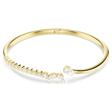 Mesmera bangle, Mixed cuts, White, 18K gold finish - Swarovski, 5750440