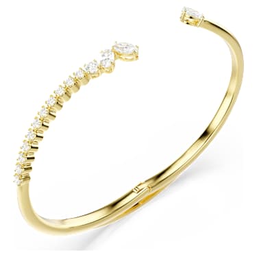 Mesmera bangle, Mixed cuts, White, 18K gold finish - Swarovski, 5750440