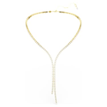 Collana a Y Matrix, Taglio Round, Bianco, Finitura oro 18K - Swarovski, 5750601