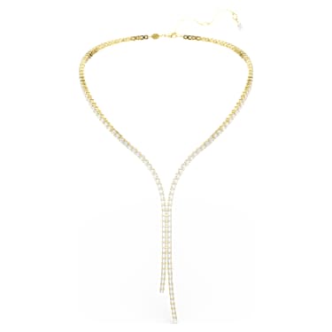 Matrix Y necklace, Round cut, White, 18K gold finish - Swarovski, 5750601