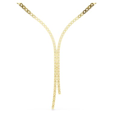 Y-verižica Matrix, Okrogli rez, Bela, V videzu 18-karatnega zlata - Swarovski, 5750601