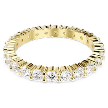 Matrix Vittore band ring, Round cut, White, Gold-tone plated - Swarovski, 5750616