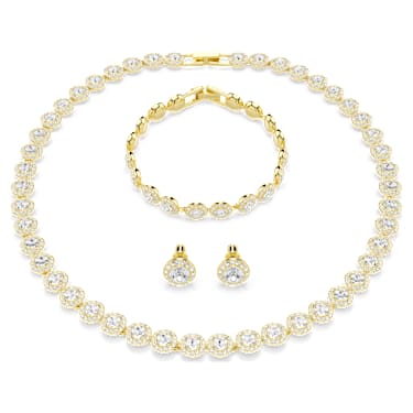 Una Angelic set, Set (3), Round cut, White, Gold-tone plated - Swarovski, 5750619