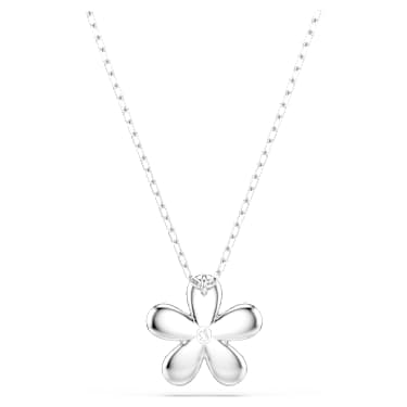 Tough pendant, Pavé, Flower, White, Mixed metal finish | Swarovski