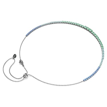 Matrix ketting, Kleurverloop van Ronde slijpvormen, Meerkleurig, Ruthenium toplaag - Swarovski, 5751192