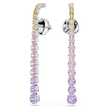 Matrix 드롭 이어링, 그라데이션 라운드 컷, 멀티컬러, 로듐 플래팅 - Swarovski, 5751195