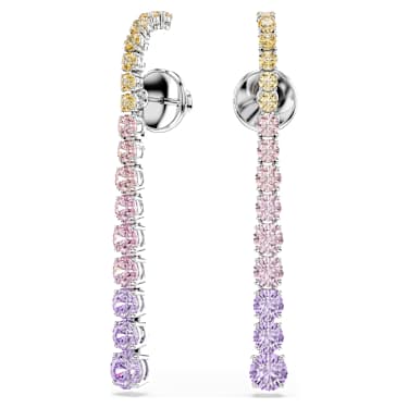 Matrix 水滴形耳環, 漸層圓形切割, 漸層色, 鍍白金色 - Swarovski, 5751195