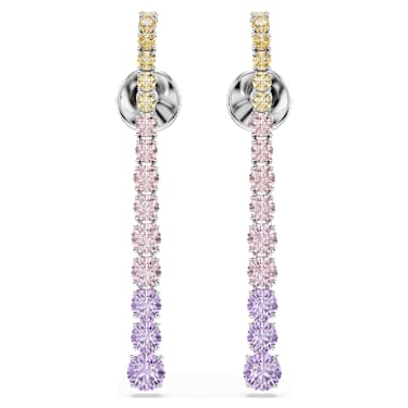 Matrix 드롭 이어링, 그라데이션 라운드 컷, 멀티컬러, 로듐 플래팅 - Swarovski, 5751195