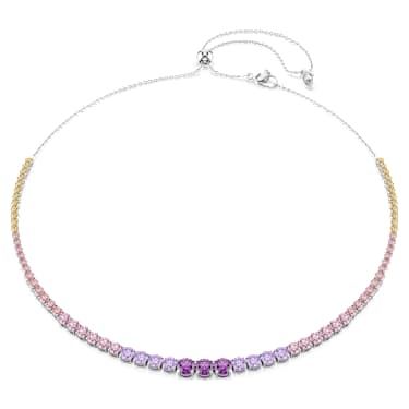 Matrix Tennisketting, Kleurverloop van Ronde slijpvormen, Meerkleurig, Rodium toplaag - Swarovski, 5751196