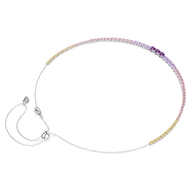 Matrix Tennis 네크리스, 그라데이션 라운드 컷, 멀티컬러, 로듐 플래팅 - Swarovski, 5751196