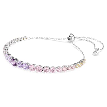 Matrix bracelet, Gradient of round cuts, Multicoloured, Rhodium plated - Swarovski, 5751197