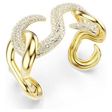 Manšeta Dextera, Okrogli rez, Bela, PVD zlatega odtenka - Swarovski, 5751214