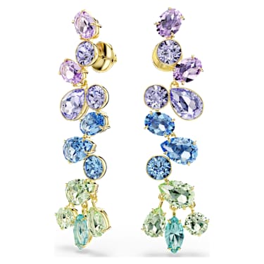 Gema ドロップピアス, ミックスカット、シャンデリア, ロング, マルチカラー, ゴールドトーン・プレーティング - Swarovski, 5751294