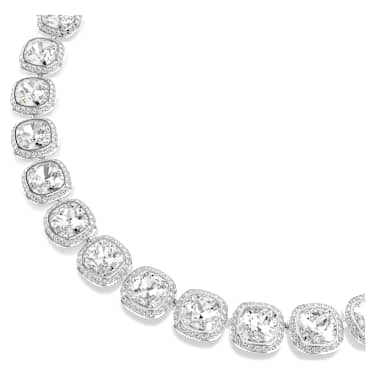 Verižica Una Angelic, Blazinasti rez, Bela, Prevleka iz rodija - Swarovski, 5751326