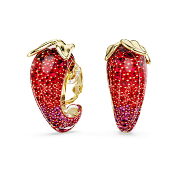 Idyllia clip oorbellen, Rode, Goudkleurige toplaag - Swarovski, 5751416