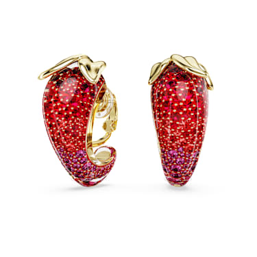 Idyllia 夹式耳环, 红色, 镀金色调 - Swarovski, 5751416