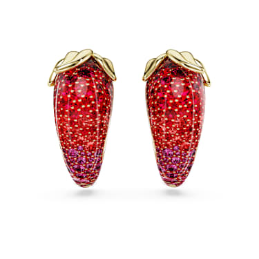 Idyllia clip earrings, Red, 18K gold finish - Swarovski, 5751416
