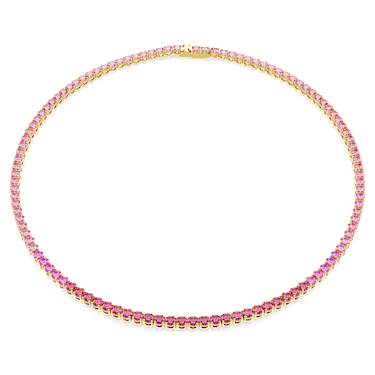 Matrix สร้อยคอ Tennis, เจียระไนทรงกลม, ชมพู, เคลือบโทนสีทอง - Swarovski, 5751762