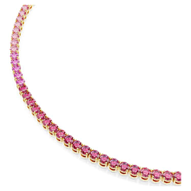 Matrix Tennisネックレス, ラウンドカット, ピンク, 18Kゴールドコーティング - Swarovski, 5751762
