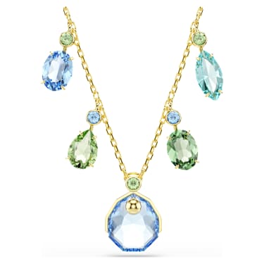 Gema necklace, Mixed cuts, Drop, Multicolored, Gold-tone plated - Swarovski, 5752576