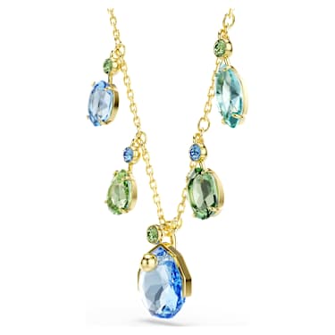 Gema necklace, Mixed cuts, Drop, Multicolored, Gold-tone plated - Swarovski, 5752576