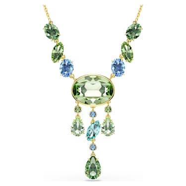 Gema Y necklace, Mixed cuts, Multicolored, 18K gold finish - Swarovski, 5752577