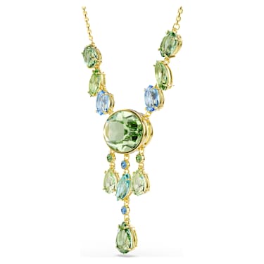 Gema Y necklace, Mixed cuts, Multicolored, 18K gold finish - Swarovski, 5752577