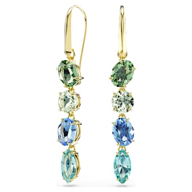 Gema drop earrings, Mixed cuts, Multicolored, 18K gold finish - Swarovski, 5752579