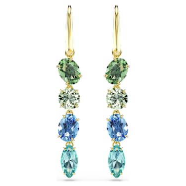 Gema drop earrings, Mixed cuts, Multicolored, 18K gold finish - Swarovski, 5752579