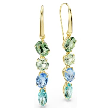 Gema drop earrings, Mixed cuts, Multicolored, 18K gold finish - Swarovski, 5752579