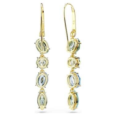 Gema drop earrings, Mixed cuts, Multicolored, 18K gold finish - Swarovski, 5752579
