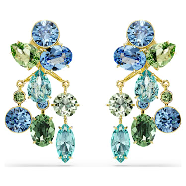 Gema earrings, Mixed cuts, Multicolored, 18K gold finish - Swarovski, 5752580