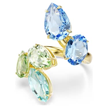 Gema open ring, Mixed cuts, Multicolored, Gold-tone plated - Swarovski, 5752582