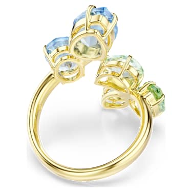 Gema open ring, Mixed cuts, Multicolored, 18K gold finish - Swarovski, 5752582