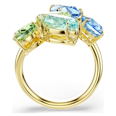 Gema open ring, Mixed cuts, Multicolored, Gold-tone plated - Swarovski, 5752586